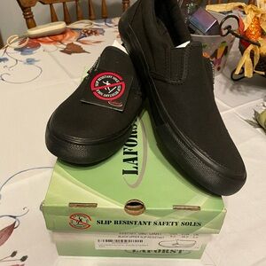 Women's Black Slip-On Safety Loafers